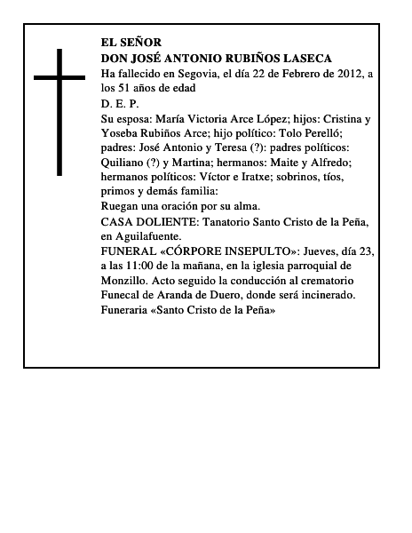 Don José Antonio Rubiños Laseca