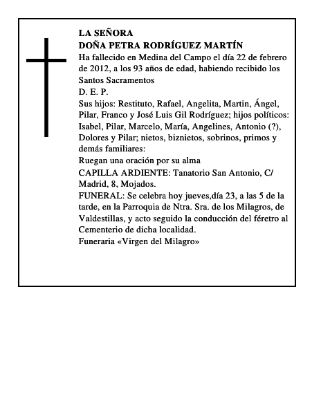 Doña Petra Rodríguez Martín