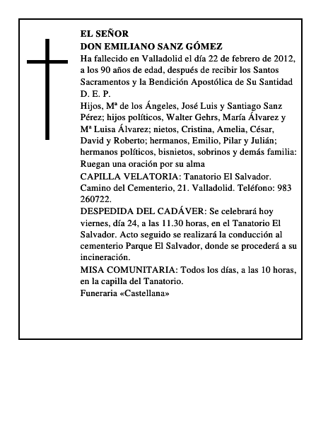 Don Emiliano Sanz Gómez