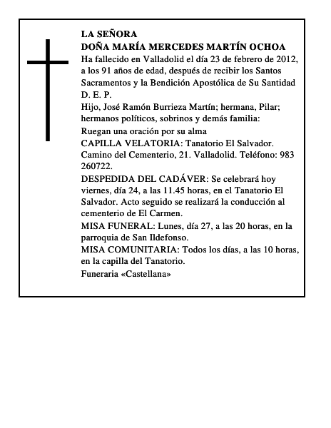 Doña María Mercedes Martín Ochoa
