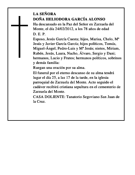 Doña Heliodora García Alonso