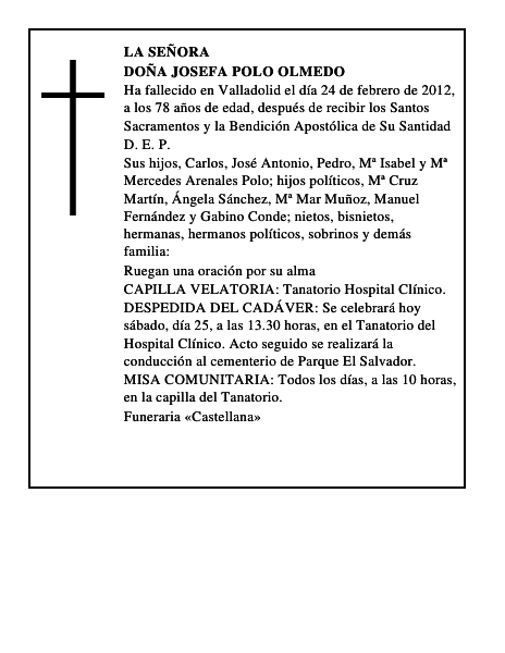 Doña Josefa Polo Olmedo