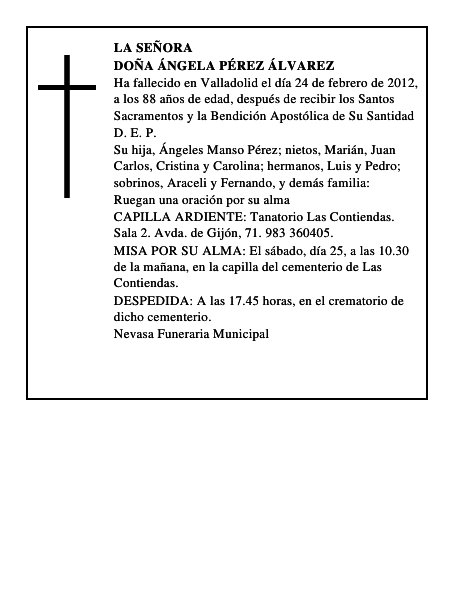Doña Ángela Pérez Álvarez