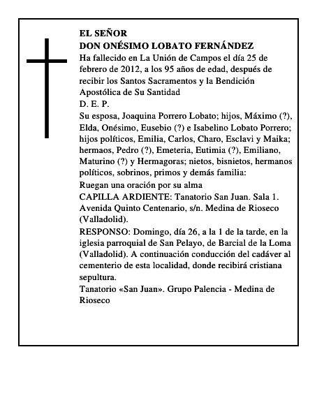 Don Onésimo Lobato Fernández