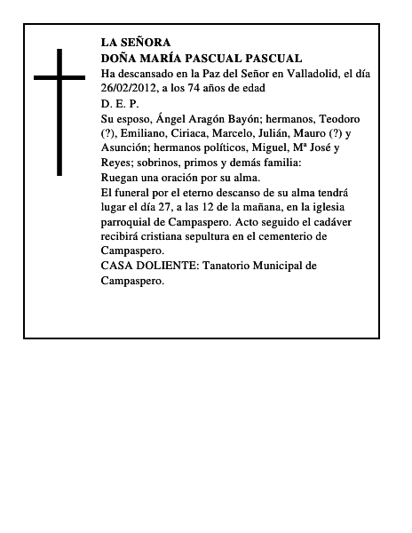 Doña María Pascual Pascual