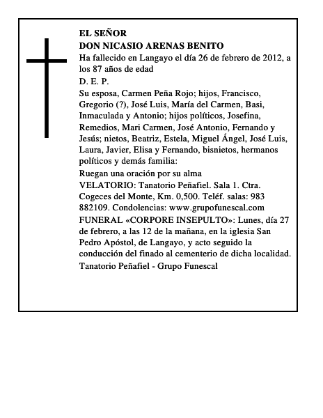 Don Nicasio Arenas Benito