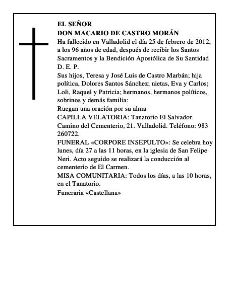 Don Macario de Castro Morán