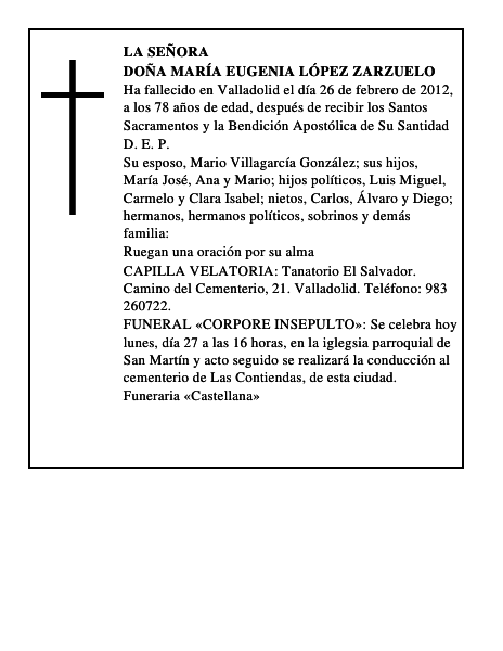 Doña María Eugenia López Zarzuelo