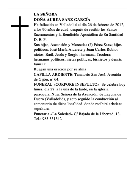 Doña Aurea Sanz García