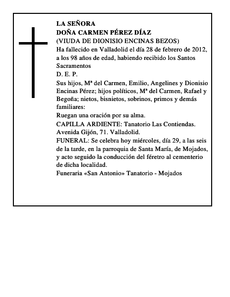 Doña Carmen Pérez Díaz