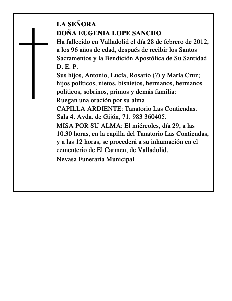Doña Eugenia Lope Sancho
