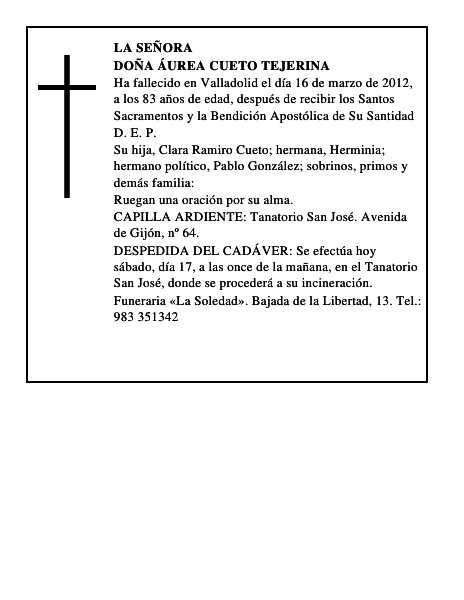 Doña Áurea Cueto Tejerina