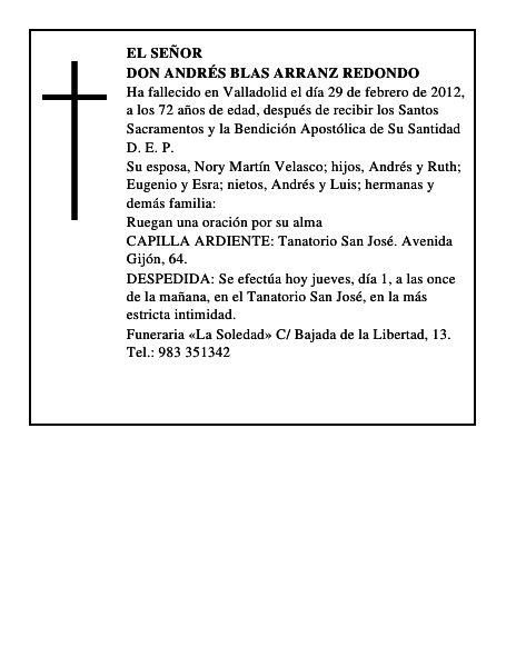 Don Andrés Blas Arranz Redondo