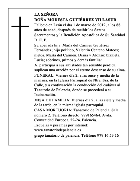 Doña Modesta Gutiérrez Villasur