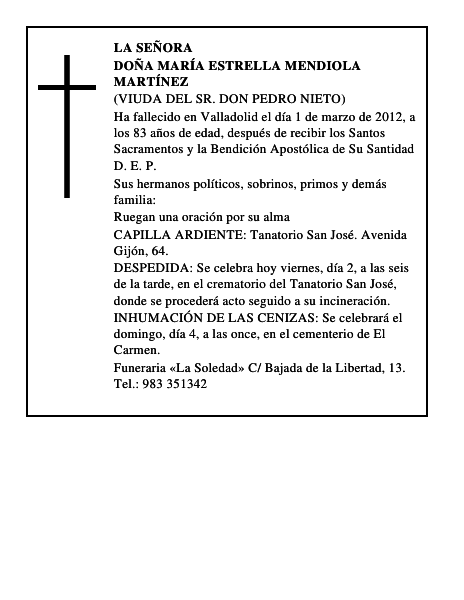 Doña María Estrella Mendiola Martínez
