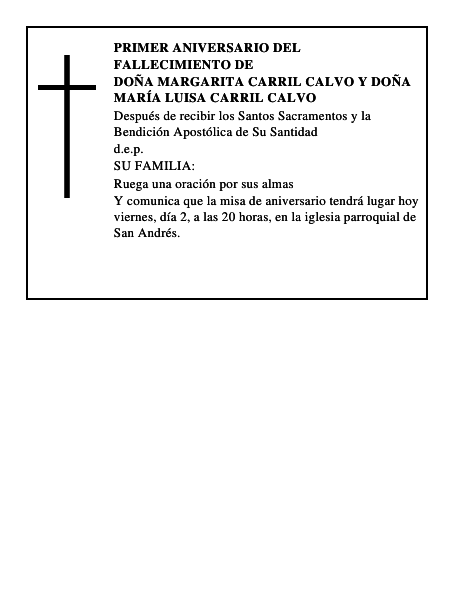 Doña Margarita Carril Calvo y Doña María Luisa Carril Calvo