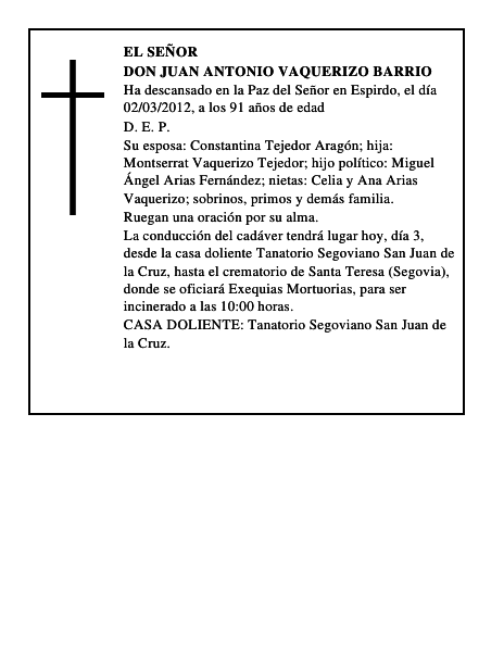 Don Juan Antonio Vaquerizo Barrio