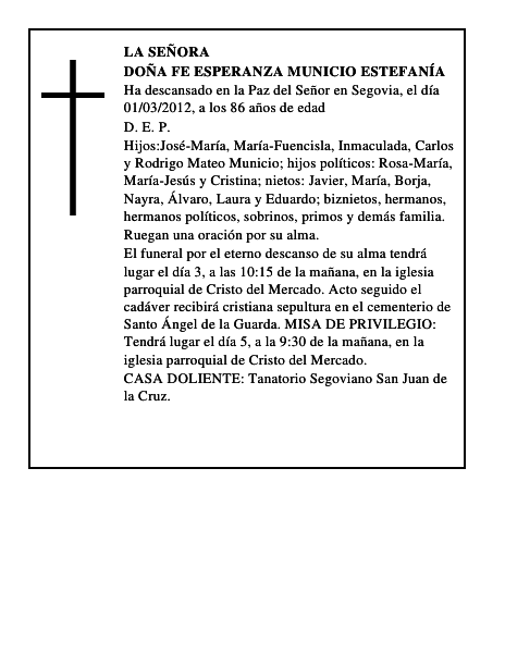 Doña Fe Esperanza Municio Estefanía