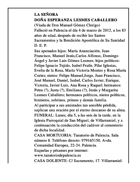 Doña Esperanza Lesmes Caballero