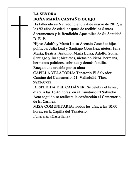 Doña María Castaño Ocejo