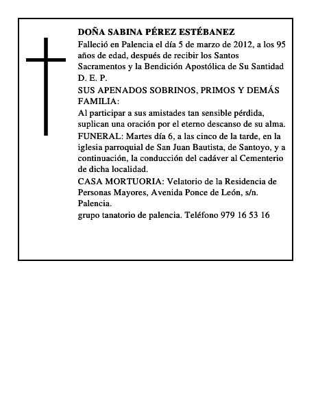 Doña Sabina Pérez Estébanez