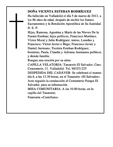Doña Vicenta Esteban Rodríguez