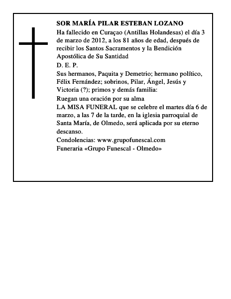 Sor María Pilar Esteban Lozano