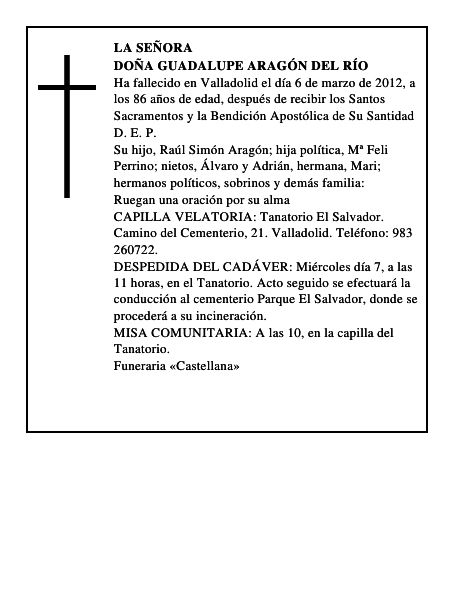 Doña Guadalupe Aragón del Río