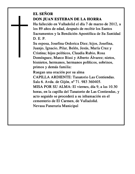 Don Juan Esteban de la Horra
