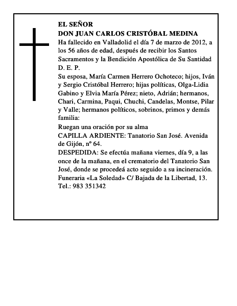 Don Juan Carlos Cristóbal Medina
