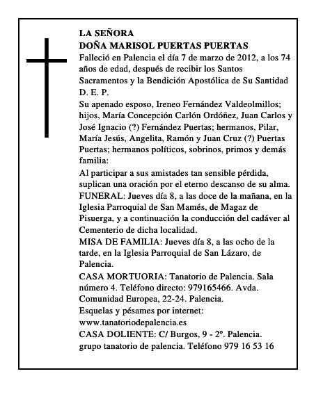 Doña Marisol Puertas Puertas