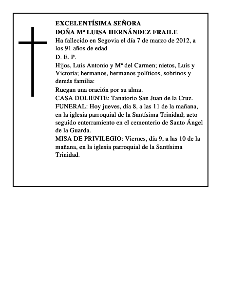 Doña Mª Luisa Hernández Fraile