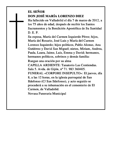 Don José María Lorenzo Diez