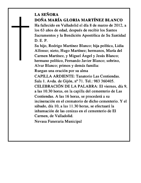 Doña María Gloria Martínez Blanco