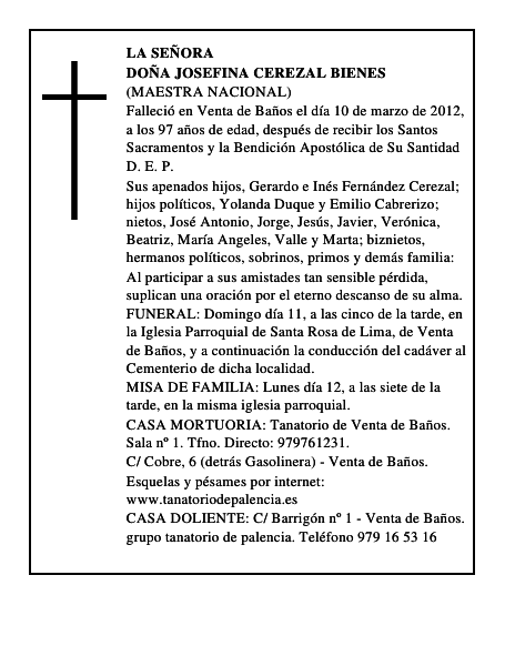 Doña Josefina Cerezal Bienes