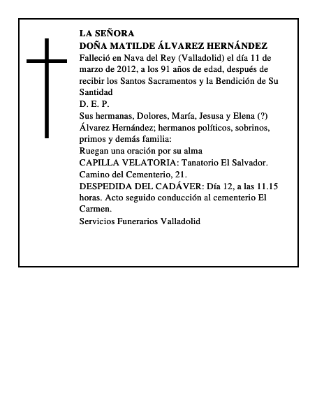 Doña Matilde Álvarez Hernández