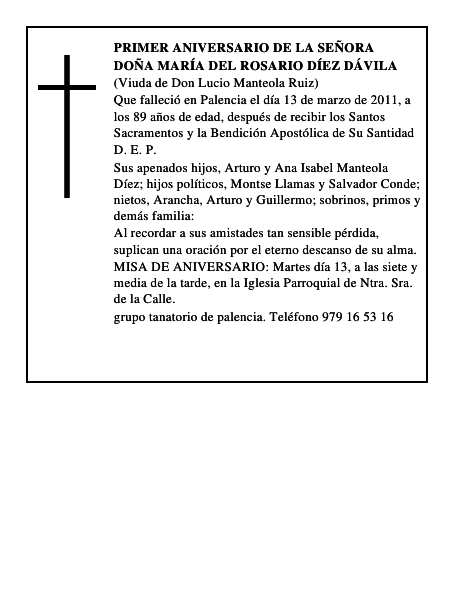 Doña María del Rosario Díez Dávila
