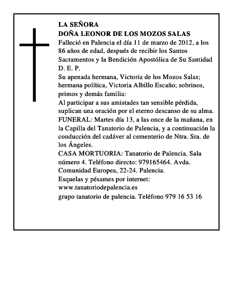 Doña Leonor de los Mozos Salas
