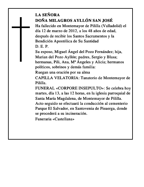 Doña Milagros Ayllón San José