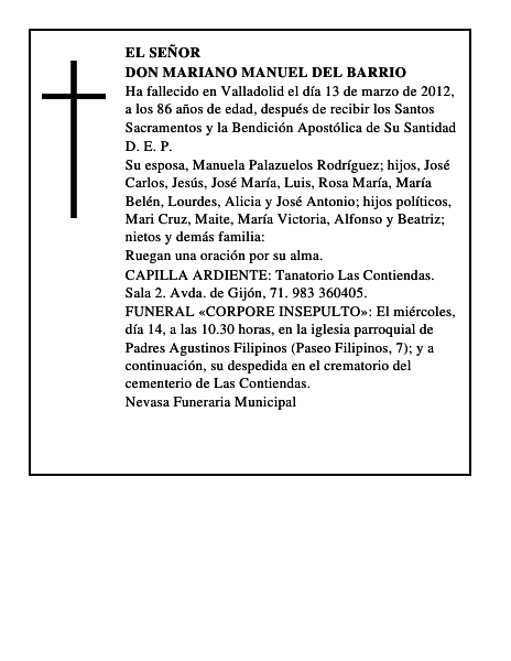 Don Mariano Manuel del Barrio