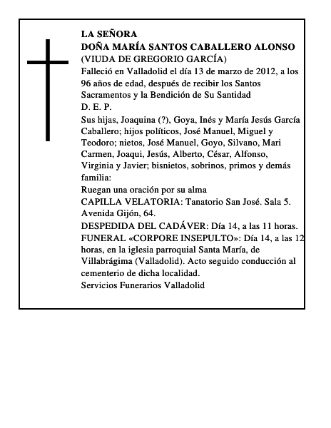 Doña María Santos Caballero Alonso