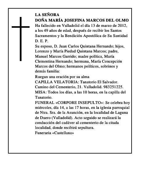 Doña María Josefina Marcos del Olmo