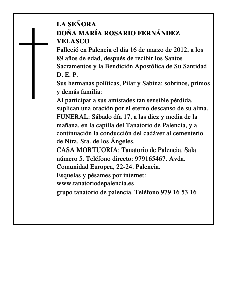 Doña María Rosario Fernández Velasco