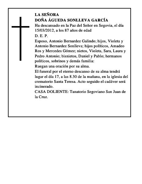 Doña Águeda Sonlleva García