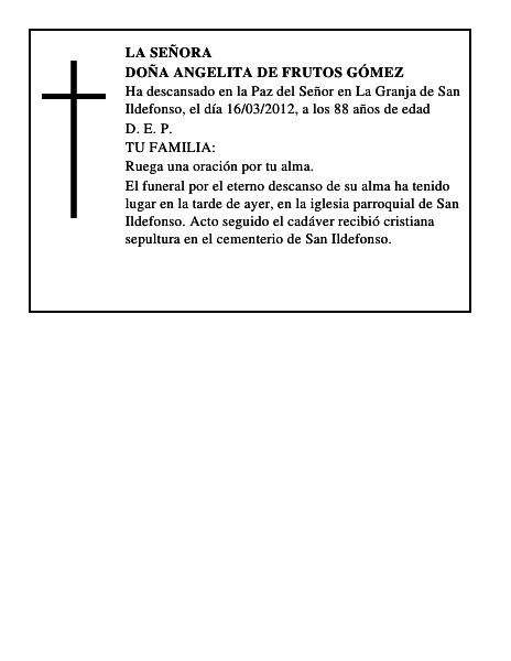 Doña Angelita de Frutos Gómez