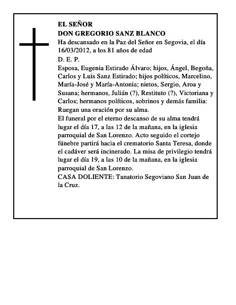 Don Gregorio Sanz Blanco