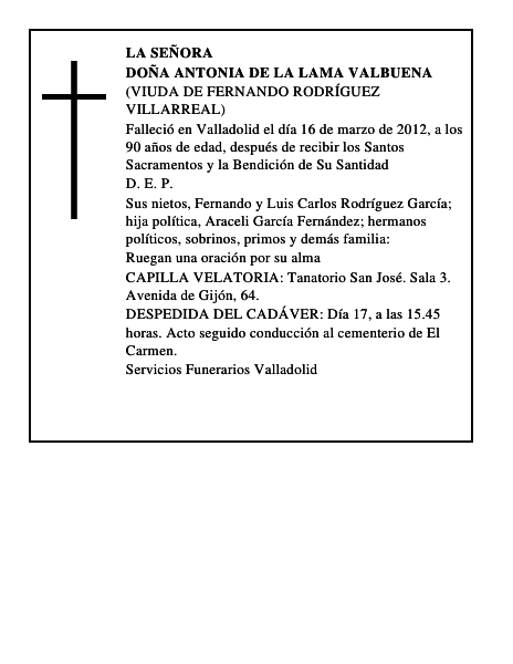 Doña Antonia de la Lama Valbuena