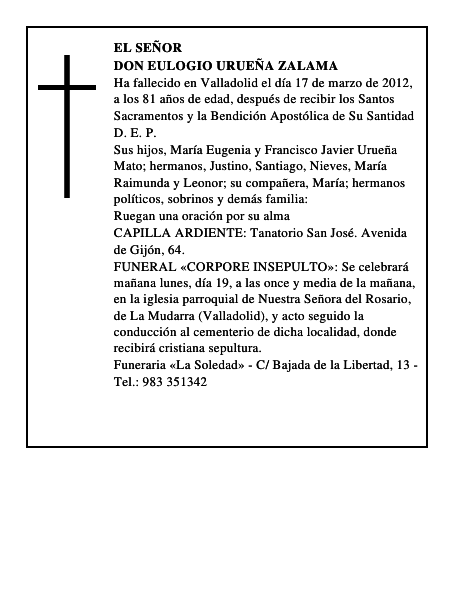 Don Eulogio Urueña Zalama