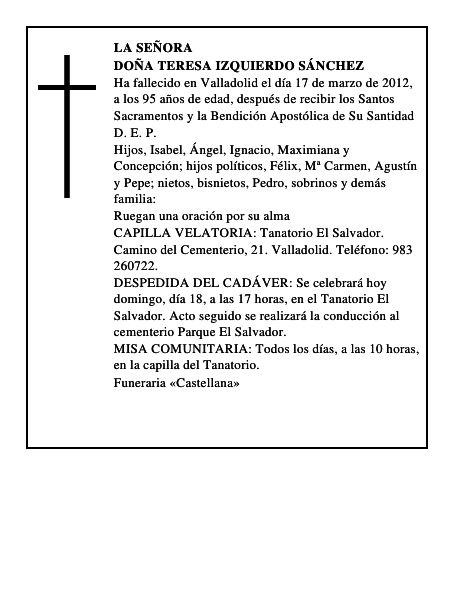 Doña Teresa Izquierdo Sánchez