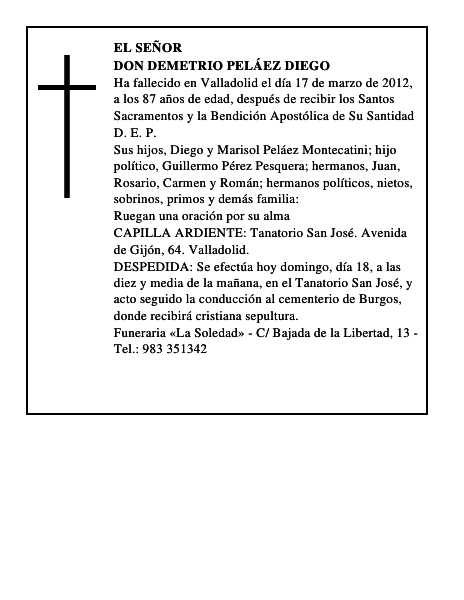 Don Demetrio Peláez Diego